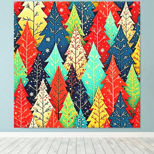 Vibrant Christmas Tree Pattern Art Leinwanddruck (Insitu (Holzboden))