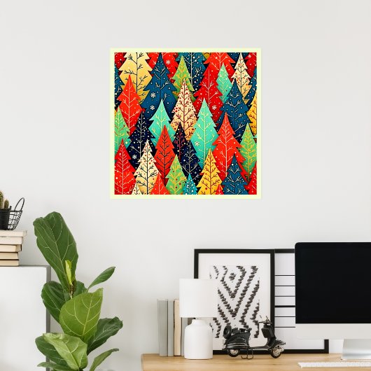 Vibrant Christmas Tree Pattern Art Poster (Heimbüro)