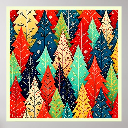 Vibrant Christmas Tree Pattern Art Poster (Vorne)
