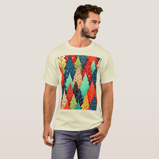 Vibrant Christmas Tree Pattern Art T-Shirt (Vorne ganz)