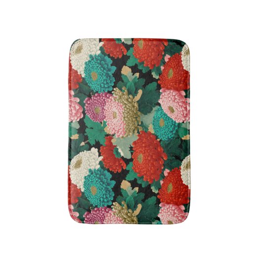 Vibrant Chrysanthemum Flowers Botanical Pattern Badematte (Vorderseite Vertikal)