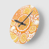 Vibrant Citrus Orange Slice Pattern Runde Wanduhr (Winkel)