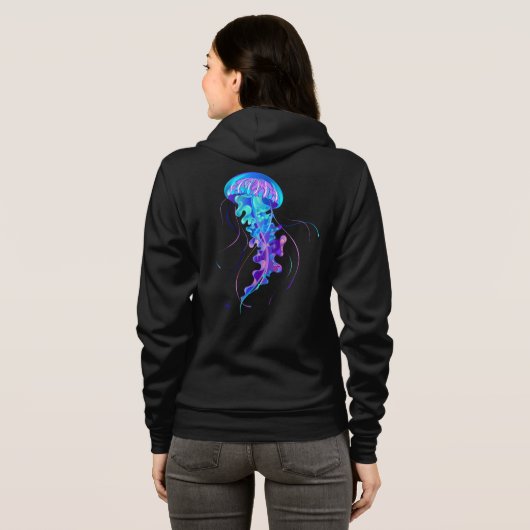 Vibrant Color Glowing Jellyfish Hoodie (Schwarz voll)