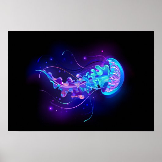 Vibrant Color Glowing Jellyfish Poster (Vorne)