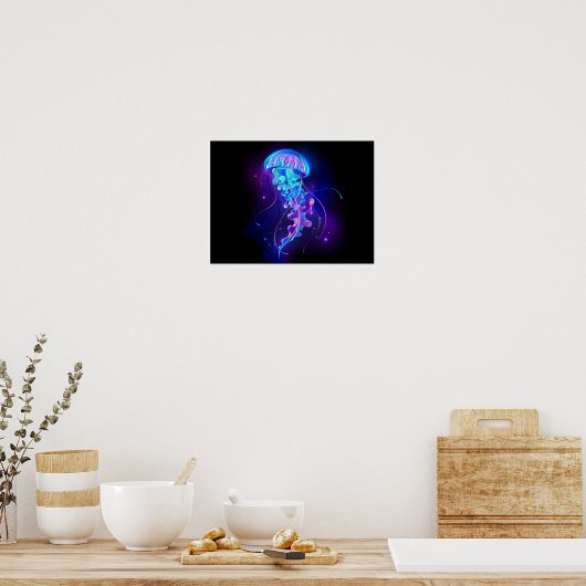 Vibrant Color Glowing Jellyfish Poster (Küche)