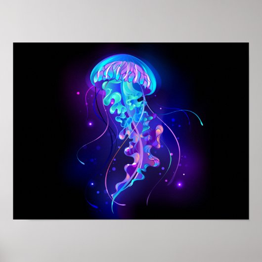 Vibrant Color Glowing Jellyfish Poster (Vorne)
