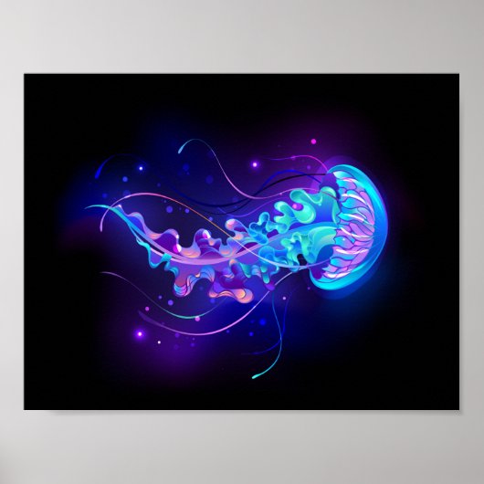 Vibrant Color Glowing Jellyfish Poster (Vorne)