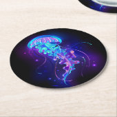 Vibrant Color Glowing Jellyfish Runder Pappuntersetzer (Angewinkelt)