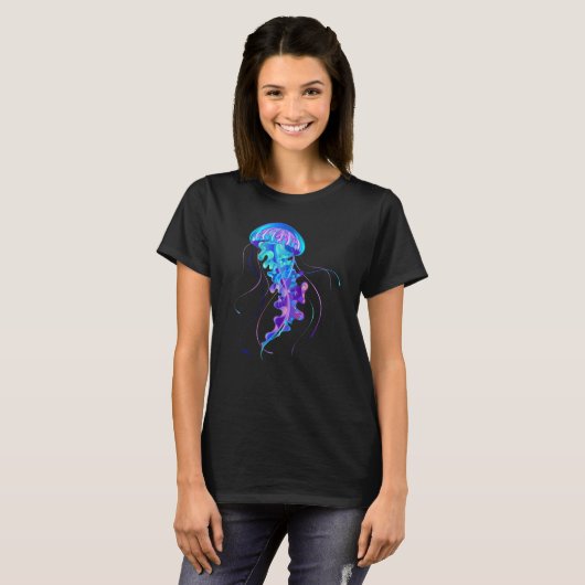 Vibrant Color Glowing Jellyfish T-Shirt (Vorne ganz)