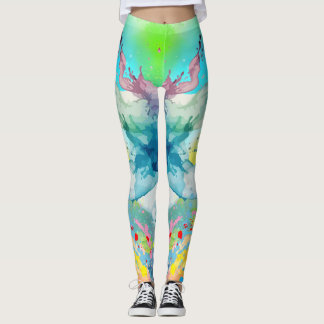 Vibrant Color Splash Graphic Leggings