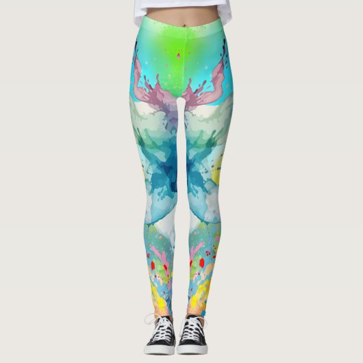 Vibrant Color Splash Graphic Leggings (Vorderseite)