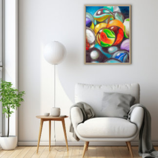 Vibrant Colored Marbles Fine Wall Art - 20x25cm Poster