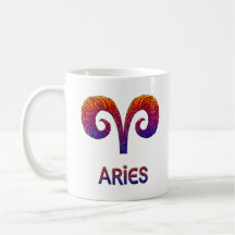 Vibrant Colorful Aries Zodiac Sign Astrology Coffe