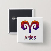 Vibrant Colorful Aries Zodiac Square Button/Magnet Button (Vorne & Hinten)
