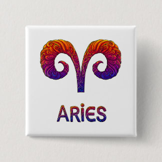 Vibrant Colorful Aries Zodiac Square Button/Magnet Button