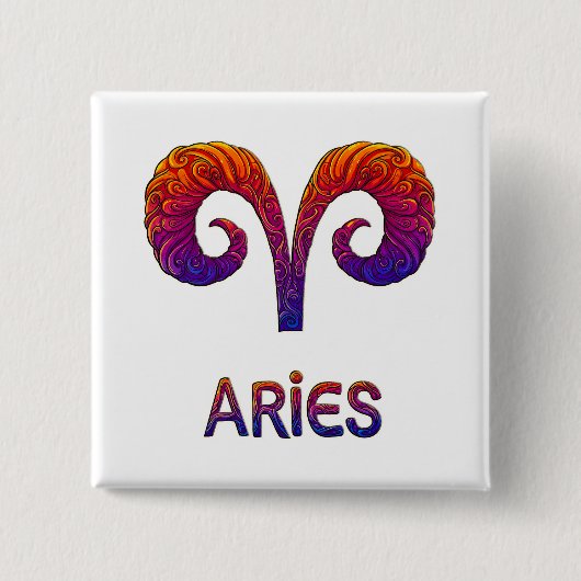 Vibrant Colorful Aries Zodiac Square Button/Magnet Button (Vorderseite)
