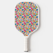 Vibrant Colorful Floral Monogram Pickleball Schläger (Rückseite)
