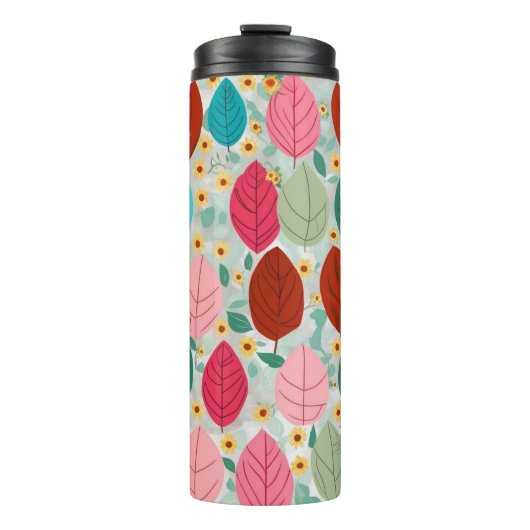 Vibrant Colorful Leaf Seamless Pattern - Modern Fl Thermosbecher (Vorderseite)