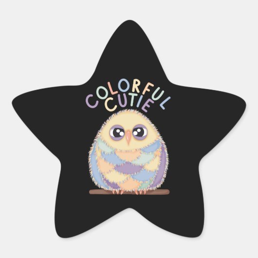 Vibrant Colorful Owl with Text Stern-Aufkleber (Vorderseite)