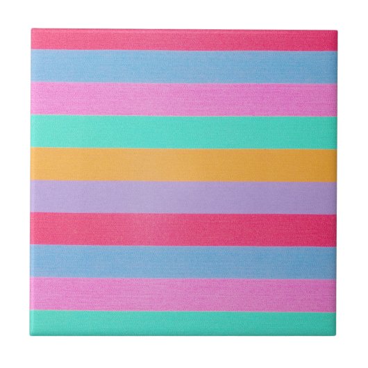 Vibrant Colorful Retro Stripes Fliese (Vorderseite)