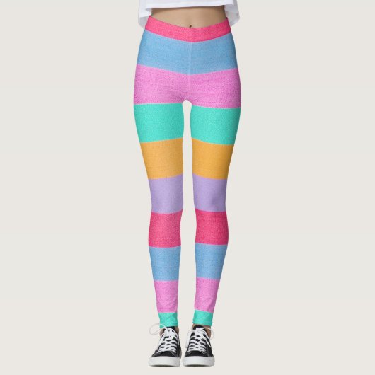 Vibrant Colorful Retro Stripes Leggings (Vorderseite)