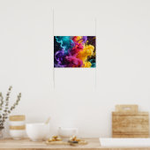 Vibrant colorful smoke swirling in dynamic abstrac poster (Küche)