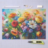 Vibrant Colorful Spring Flowers Decoupage Seidenpapier (Handwerk)