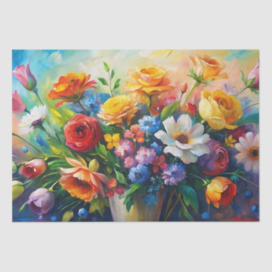 Vibrant Colorful Spring Flowers Decoupage Seidenpapier (Vorderseite)