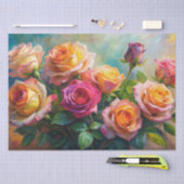 Vibrant Colorful Spring Roses Decoupage Seidenpapier (Handwerk)