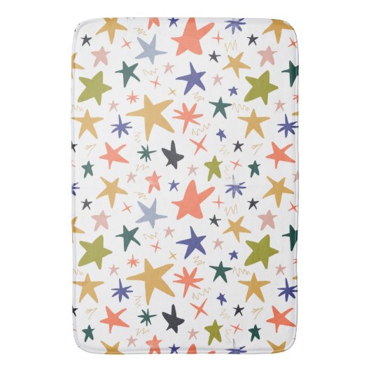 Vibrant Colorful Star Pattern Badematte (Vorderseite Vertikal)