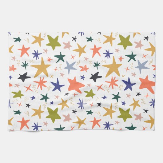 Vibrant Colorful Star Pattern Geschirrtuch (Horizontal)