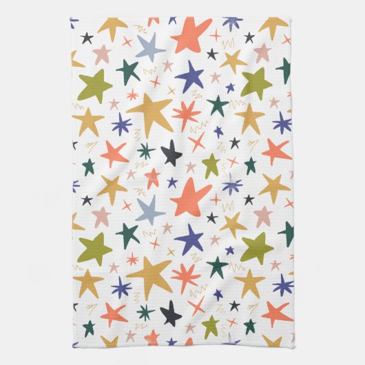 Vibrant Colorful Star Pattern Geschirrtuch (Vertikal)