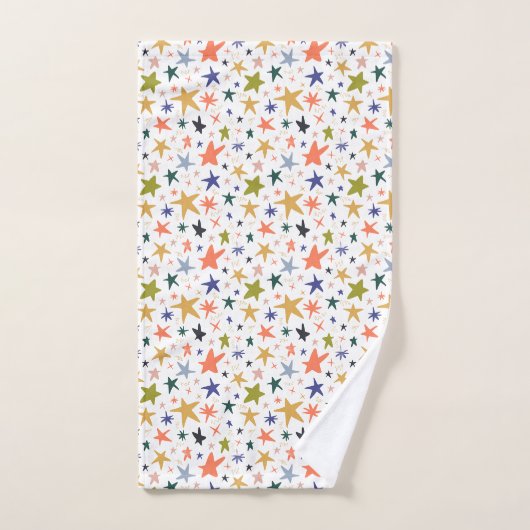 Vibrant Colorful Star Pattern With Badhandtuch Set (Handtuch)