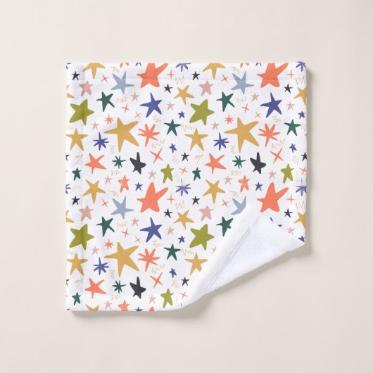 Vibrant Colorful Star Pattern With Badhandtuch Set (Waschlappen)