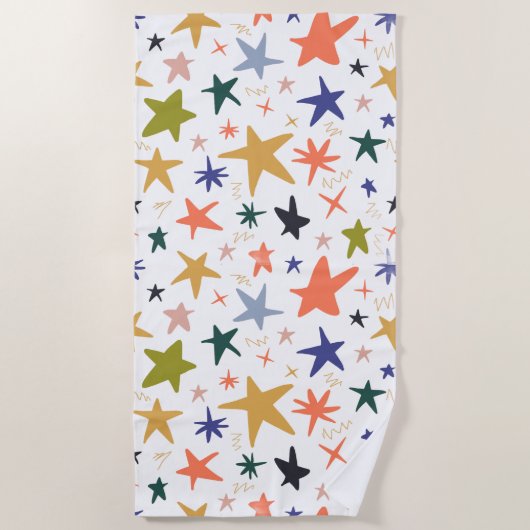 Vibrant Colorful Star Pattern With Cozy Strandtuch (Vorderseite)