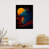 Vibrant Colorful Wolf Art Poster (Küche)