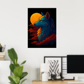 Vibrant Colorful Wolf Art Poster (Heimbüro)