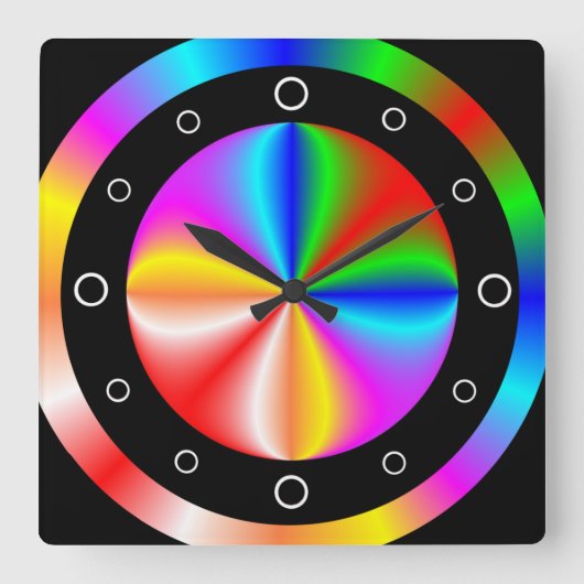 Vibrant Colourful Rainbow Quadratische Wanduhr (Vorderseite)