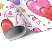 Vibrant Confetti Hearts Geschenkpapier (Rolleneckpunkt)