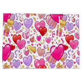 Vibrant Confetti Hearts Große Geschenktüte (Rückseite)