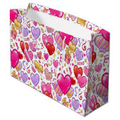 Vibrant Confetti Hearts Große Geschenktüte (Rückseite Schrägansicht)