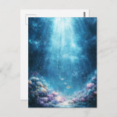 Vibrant Coral Reef and Underwater Sunlight Beams Postkarte (Vorne/Hinten)