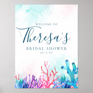 Vibrant Coral Reef Bridal Shower Poster