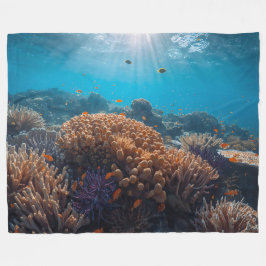 Vibrant Coral Reef Fleece Blanket 