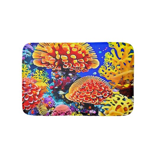 Vibrant Coral Reef Sea Wonder Art Badematte (Vorderseite)