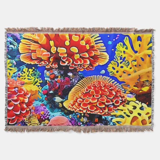 Vibrant Coral Reef Sea Wonder Art Decke (Vorderseite)