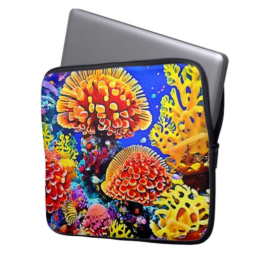 Vibrant Coral Reef Sea Wonder Art Laptopschutzhülle (Vorderseite Links)
