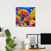 Vibrant Coral Reef Sea Wonder Art Poster (Heimbüro)