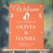 Vibrant Coral Wedding Greeting Sign Acrylschild (Neutral)