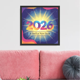 Vibrant Cosmic 2026 Ein Sternen-Neues Jahr Leinwanddruck